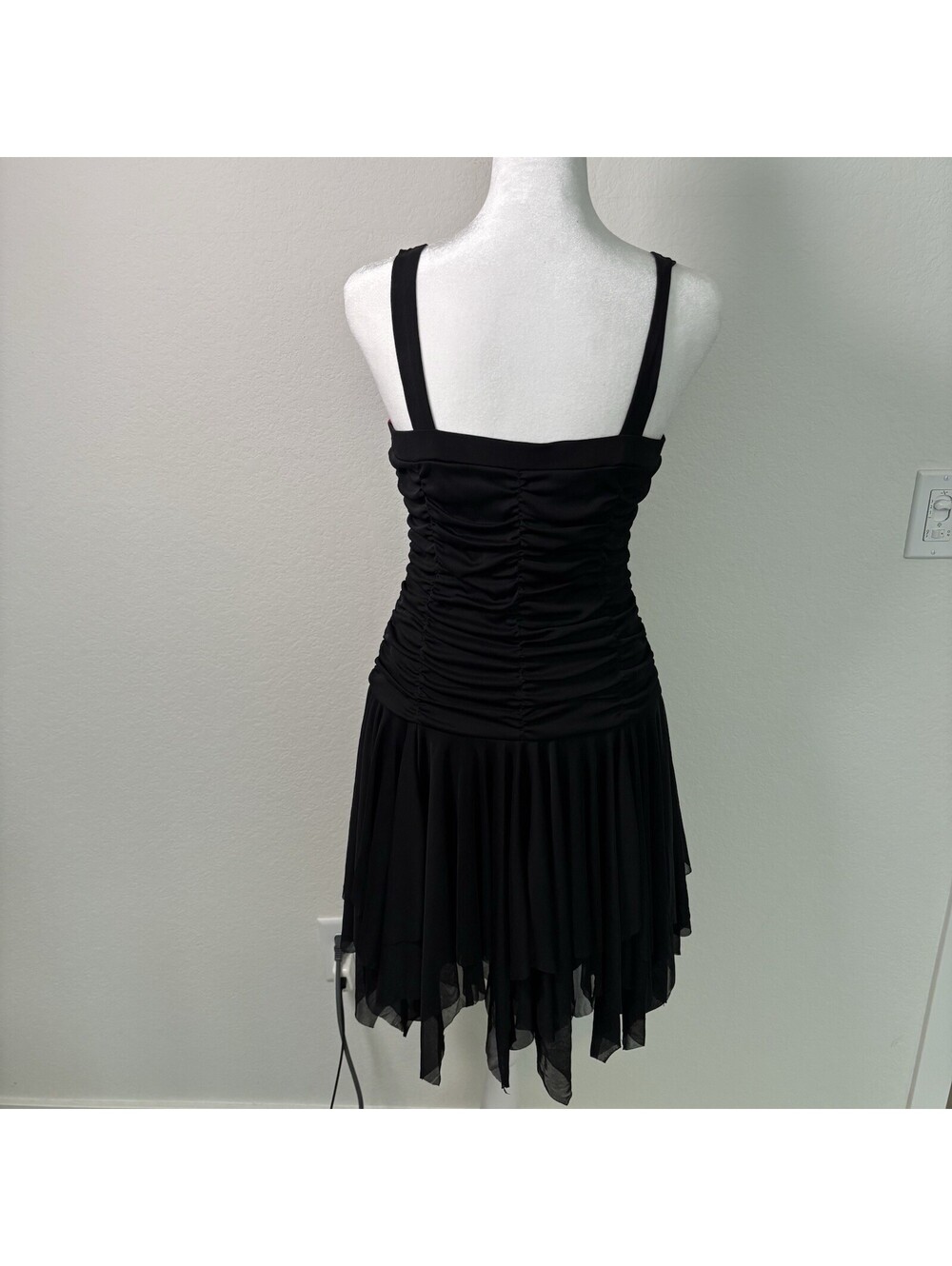 VTG Y2K Whimsy Goth Mesh Dress Dark Romance Embellishment Vamp Black Pink Size S - Picture 3 of 6